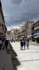 Main market in Leh - under construction (mosque in background)